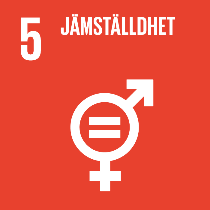 Agenda 2030 mål fem jämsätlldhetssymbol