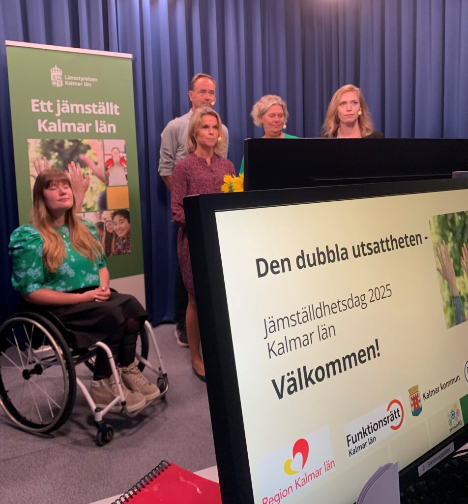 en bild av en studio med talare under en digital föreläsning